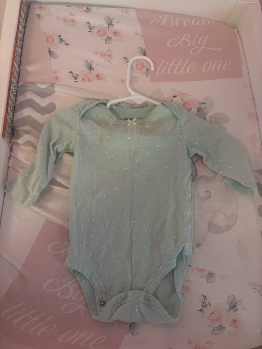 Carter's Mint Green Long-Sleeve Polka Dot One-Piece Bodysuit